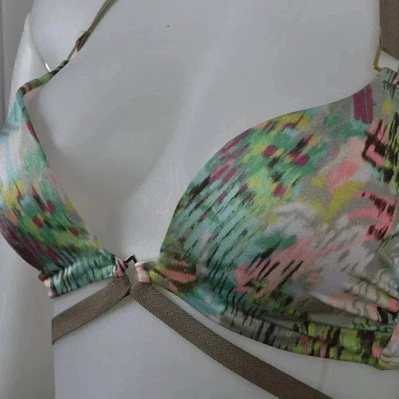 Victoria's Secret VS Swim Hottie Halter Bikini Top Tropical  Strappy 34B - Picture 7 of 12
